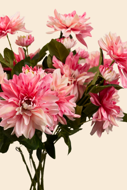 Faux Dahlia Luxe Flower Stem - Pink Peach Shaded