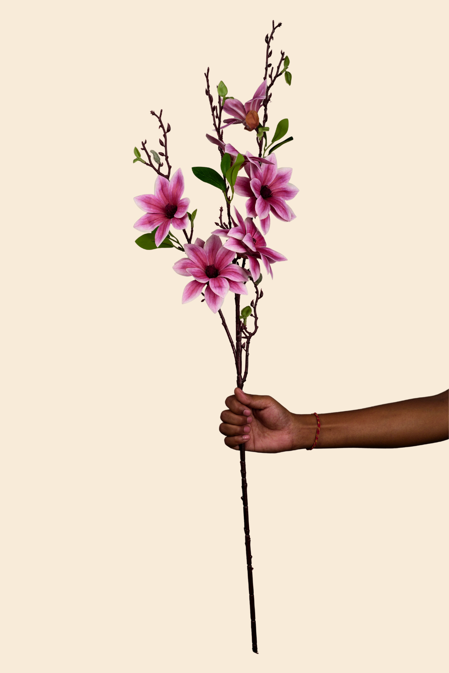 Faux Magnolia Timeless Flower Stem - Purple Pink