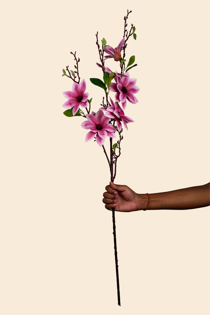 Faux Magnolia Timeless Flower Stem - Purple Pink