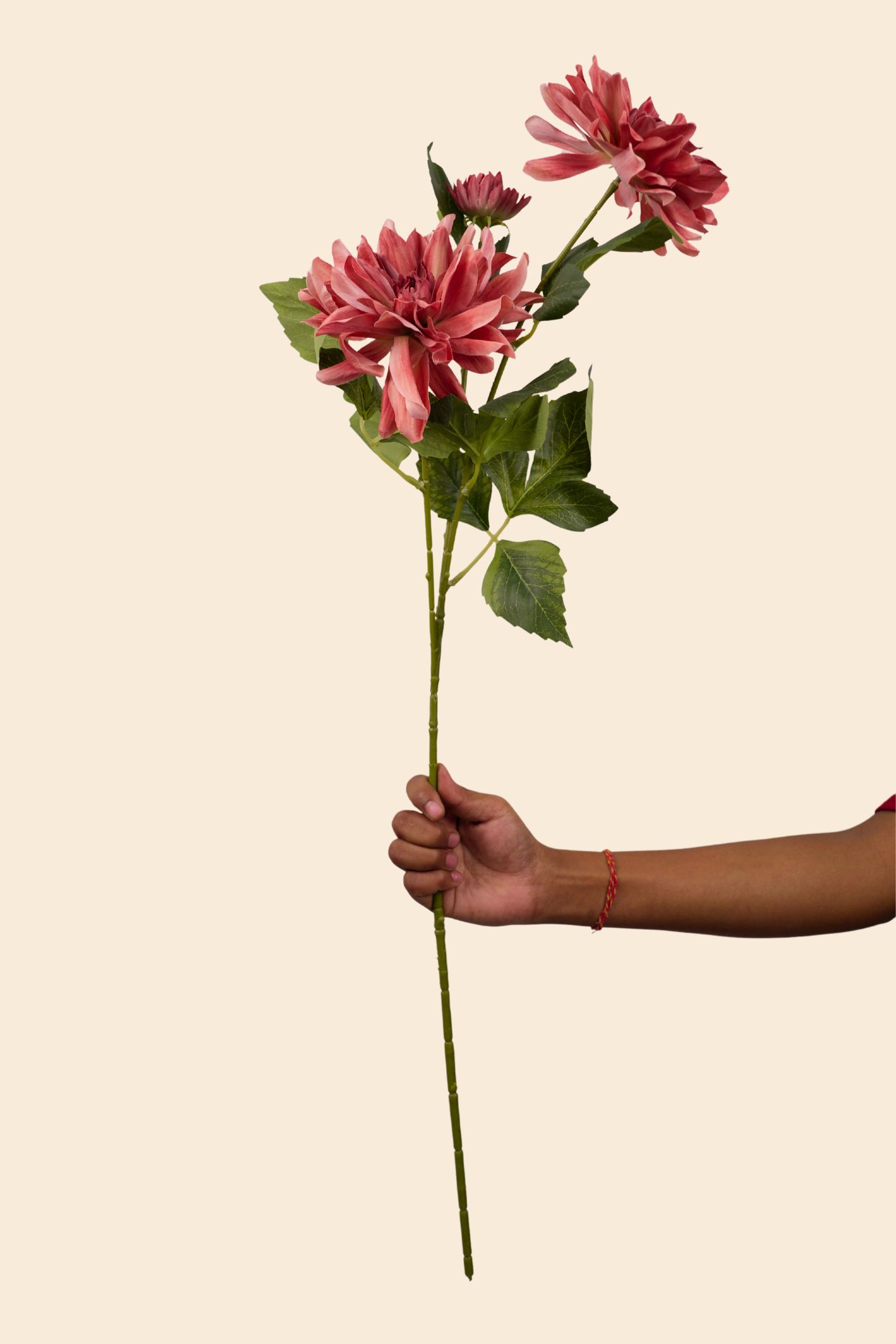 Faux Dahlia Luxe Flower Stem - Burnt Orange