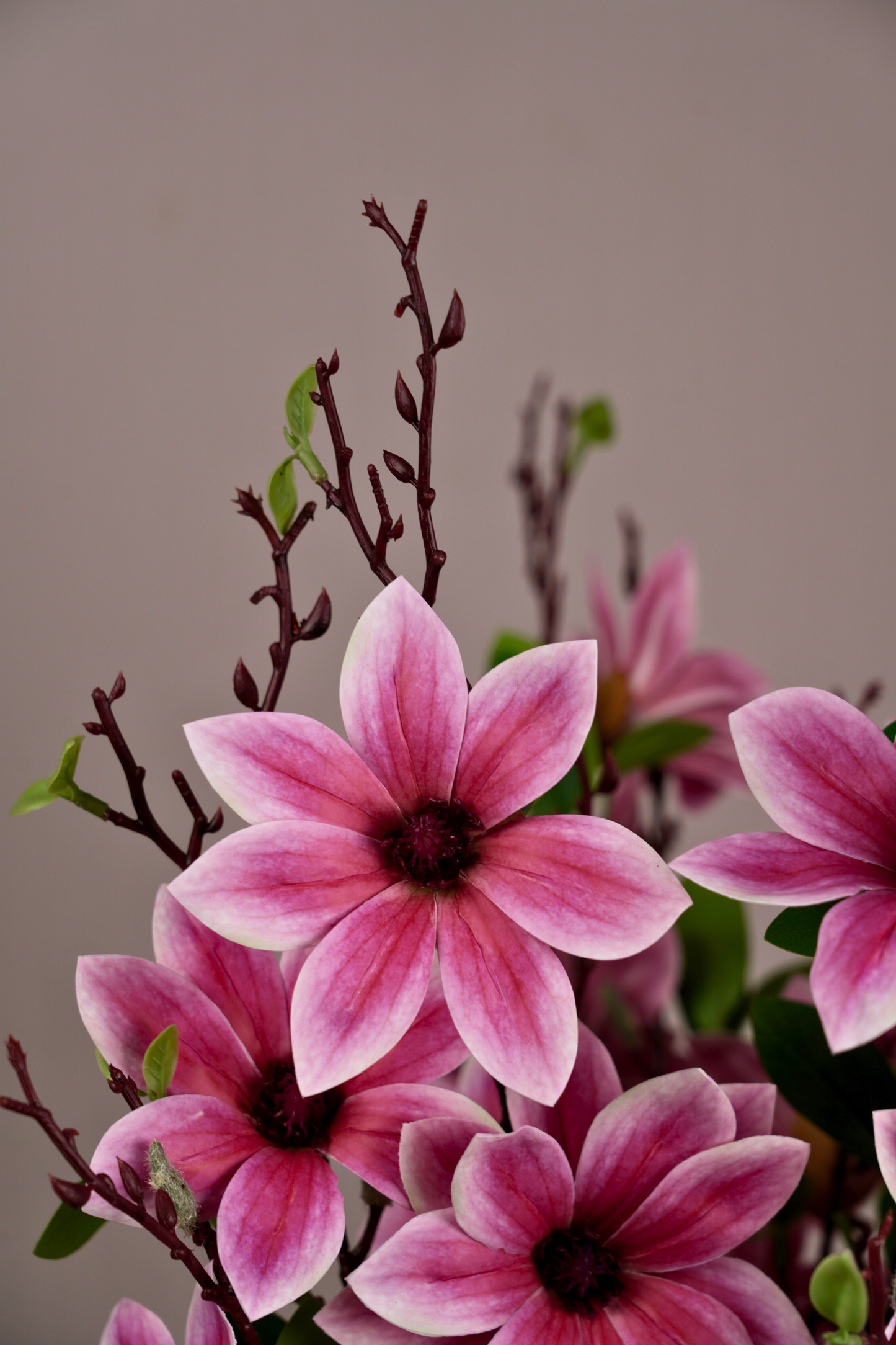 Faux Magnolia Timeless Flower Stem - Purple Pink