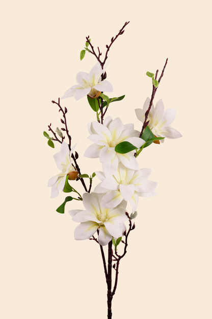 Faux Magnolia Timeless Flower Stem - White