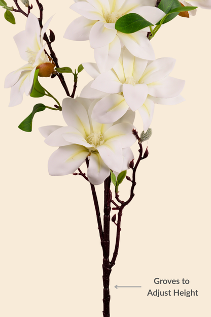 Faux Magnolia Timeless Flower Stem - White
