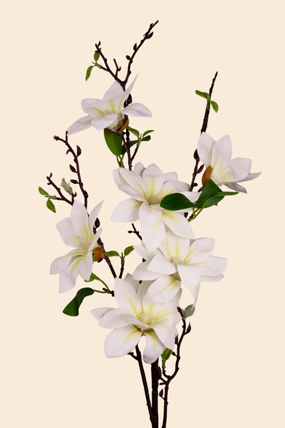 Faux Magnolia Timeless Flower Stem - White