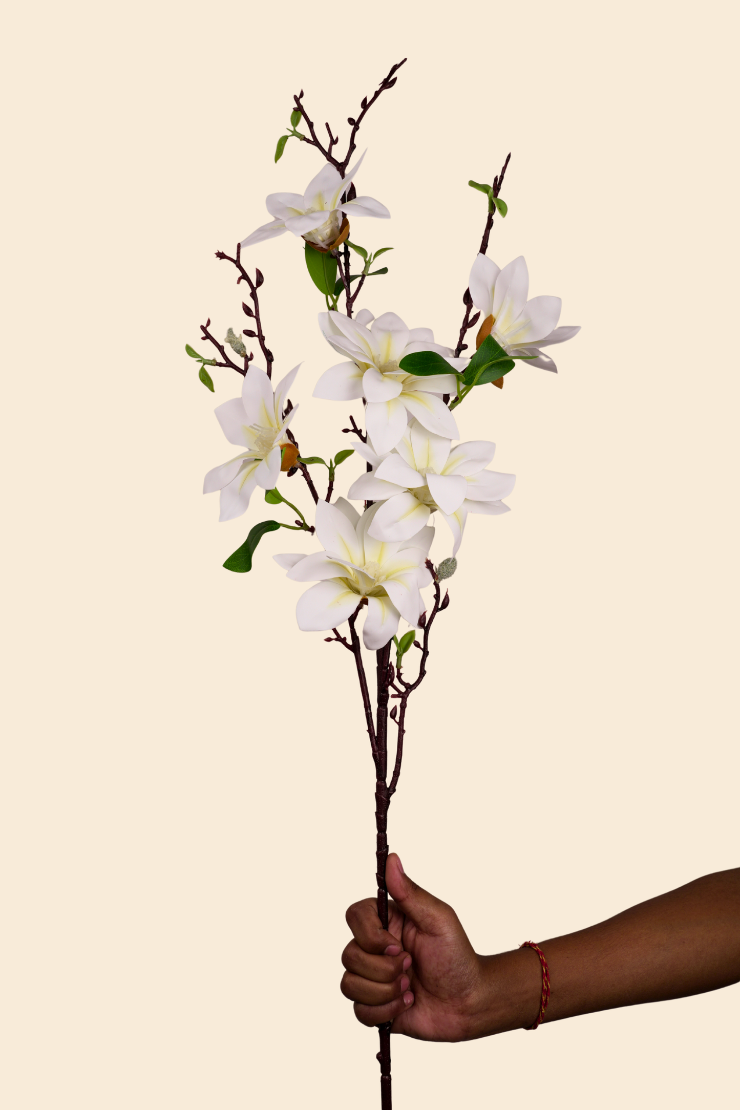 Faux Magnolia Timeless Flower Stem - White