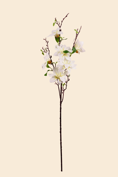 Faux Magnolia Timeless Flower Stem - White