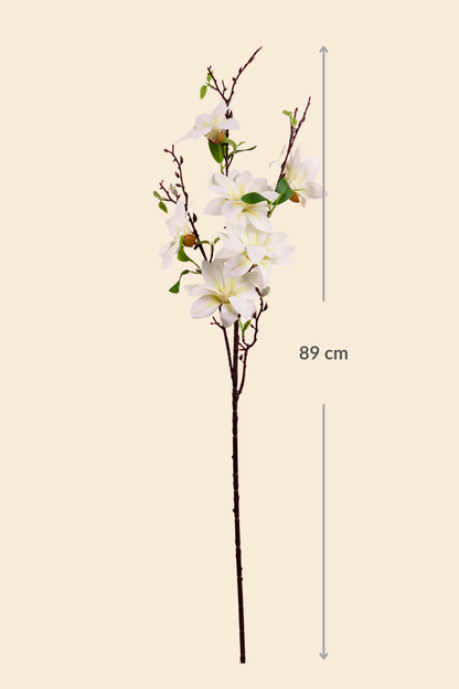 Faux Magnolia Timeless Flower Stem - White