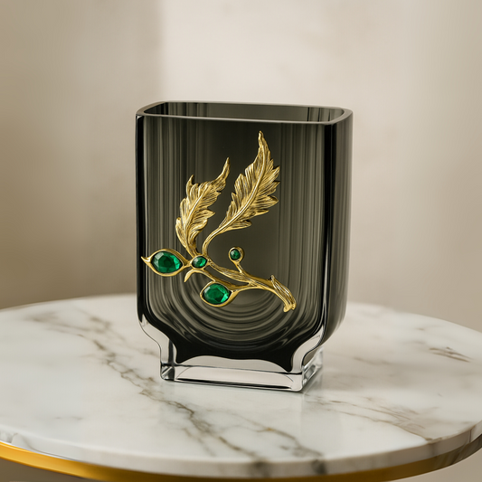Emerald Ash Vertical Glass Vase (Small)