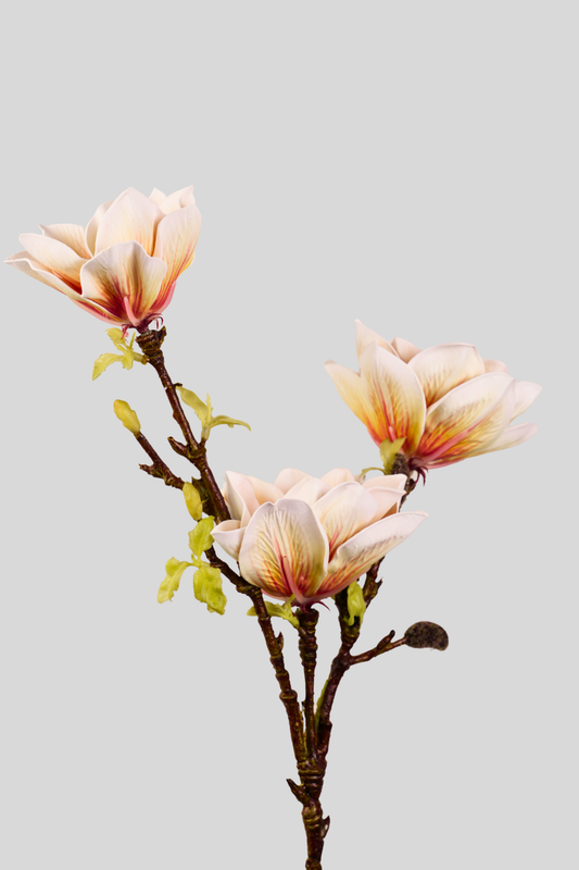 Faux Magnolia Elegant Flower Stem - Light Orange
