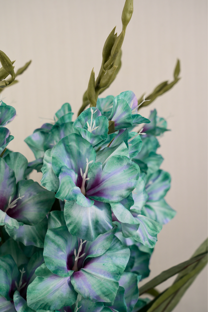 Faux Gladiolus Sword Lily Charming Flower Stem - Turqoise Blue