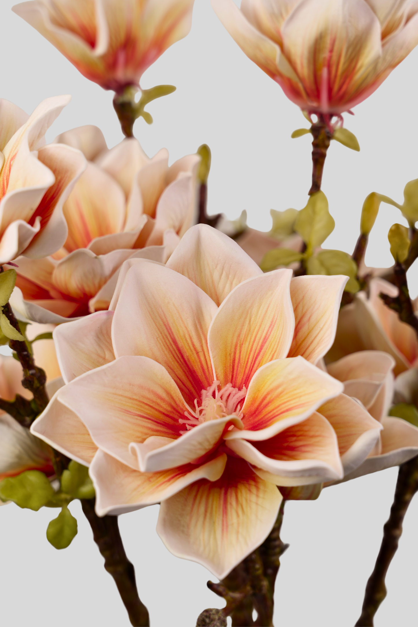 Faux Magnolia Elegant Flower Stem - Light Orange