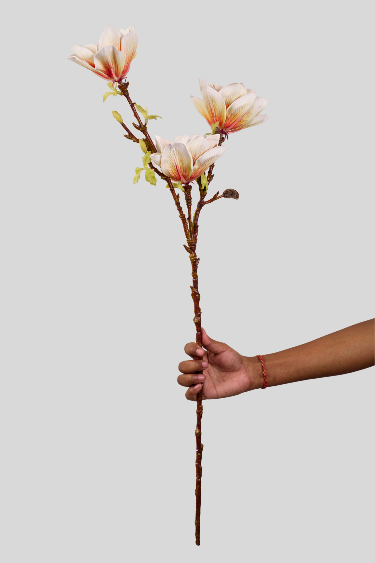 Faux Magnolia Elegant Flower Stem - Light Orange