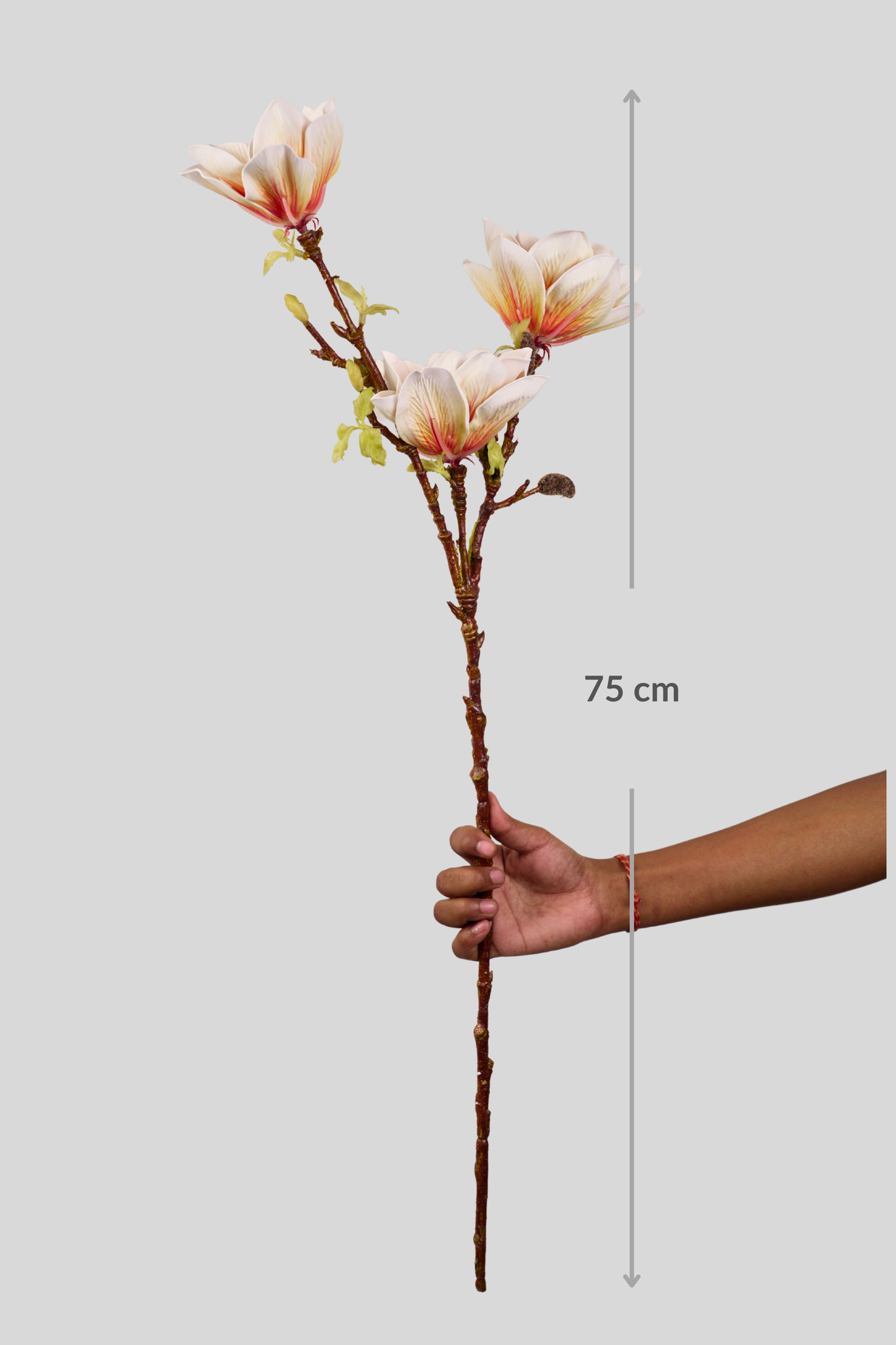 Faux Magnolia Elegant Flower Stem - Light Orange