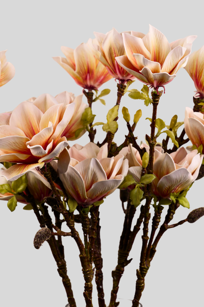 Faux Magnolia Elegant Flower Stem - Light Orange