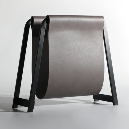 Sleek Storage Leather & Iron Magazine Holder