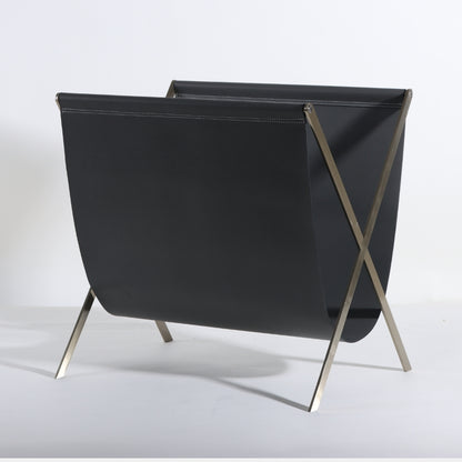 Organized Elegance Leather & Stainless Steel Magazine Holder