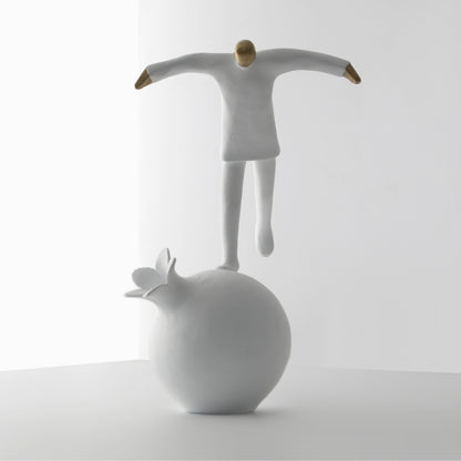 Sculpted Balancing Serenity White Resin Sculpture