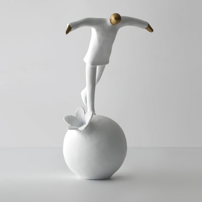 Sculpted Balancing Serenity White Resin Sculpture