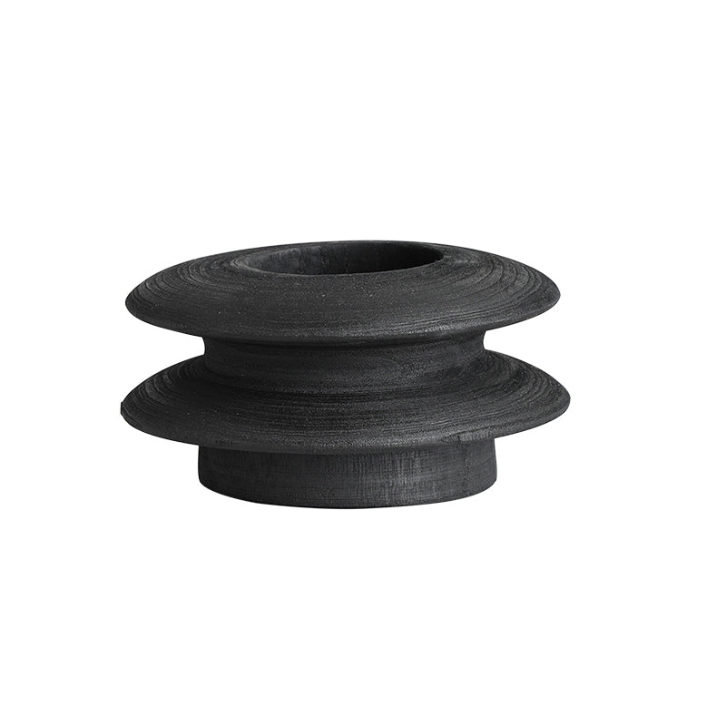 Cove Double Stacked Wooden Vase Black