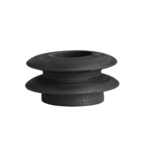Cove Double Stacked Wooden Vase Black