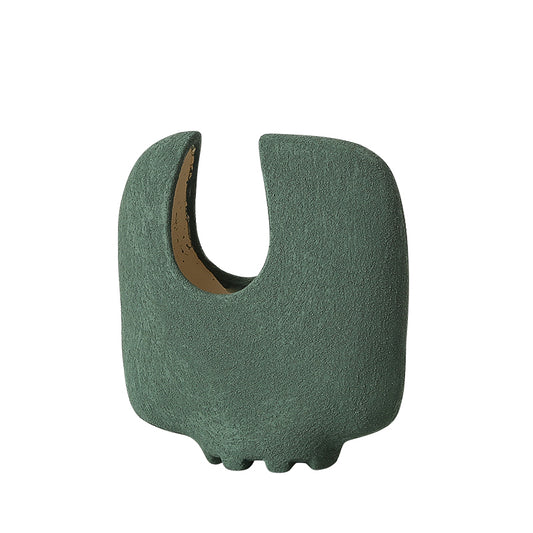 Arcadia Curved flat vase Green