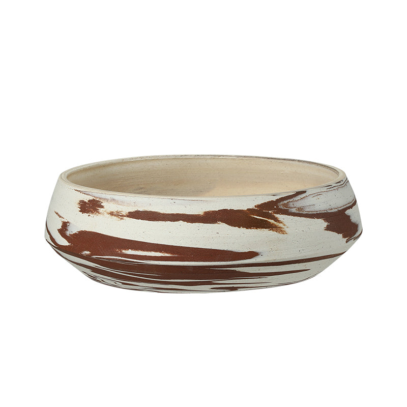 Terra Brown and white basin Decorative Accent