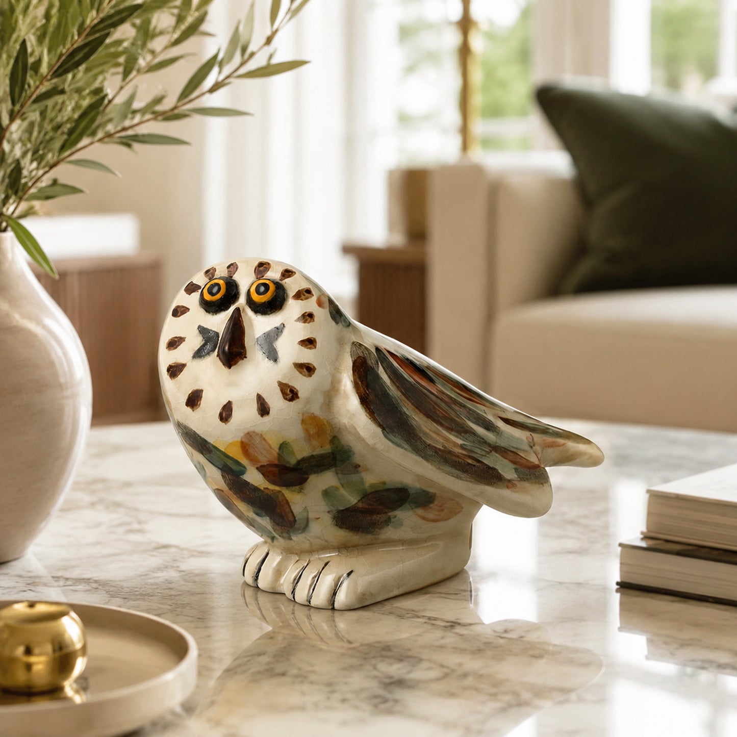 Dune Hand-Painted Owl Decorative Figurine