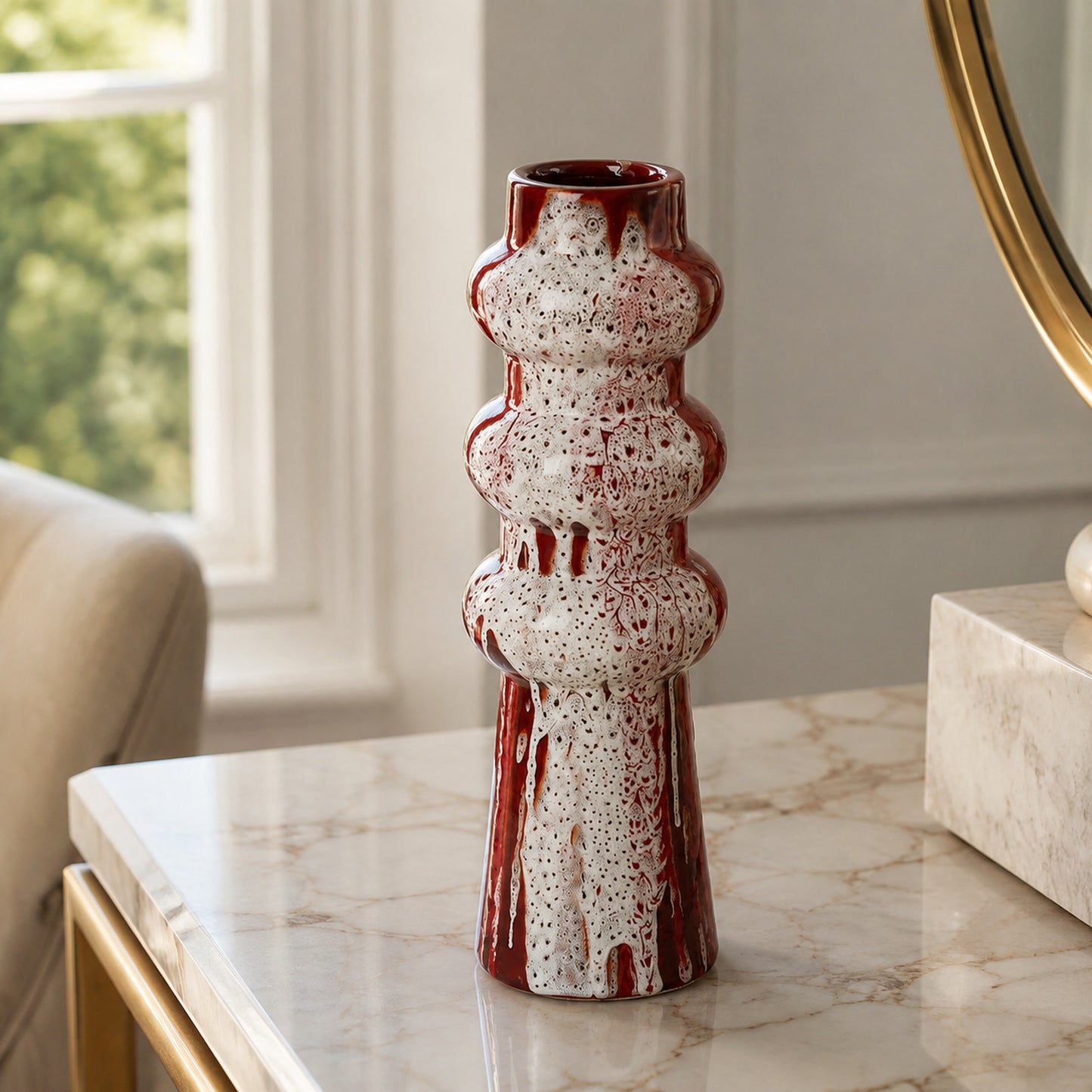 Serene Colorful Splashed Glaze Vase