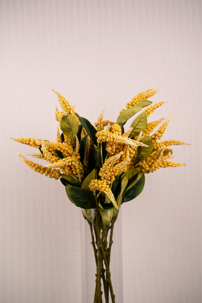 Faux Foxtail Amaranth Vibrant Flower Stem - Yellow