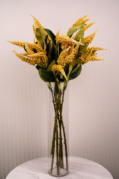 Faux Foxtail Amaranth Vibrant Flower Stem - Yellow