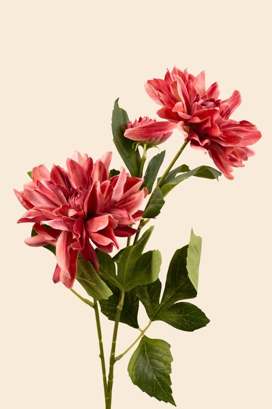 Faux Dahlia Luxe Flower Stem - Burnt Orange