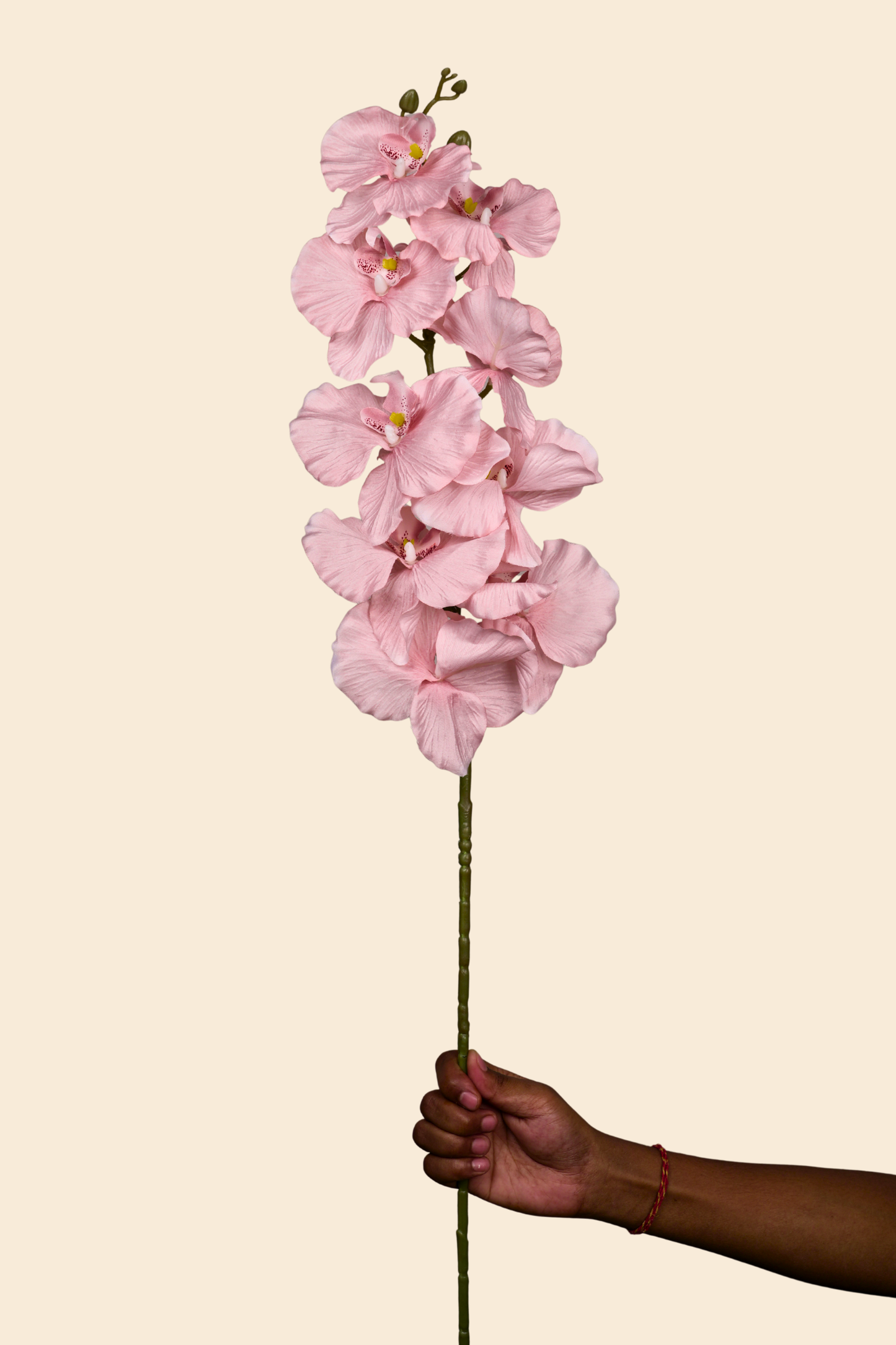 Faux Phalaenopsis Butterfly Orchid Flower Stem - Peach Pink