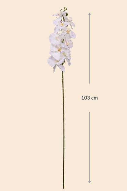 Faux Phalaenopsis Butterfly Orchid Flower Stem - White