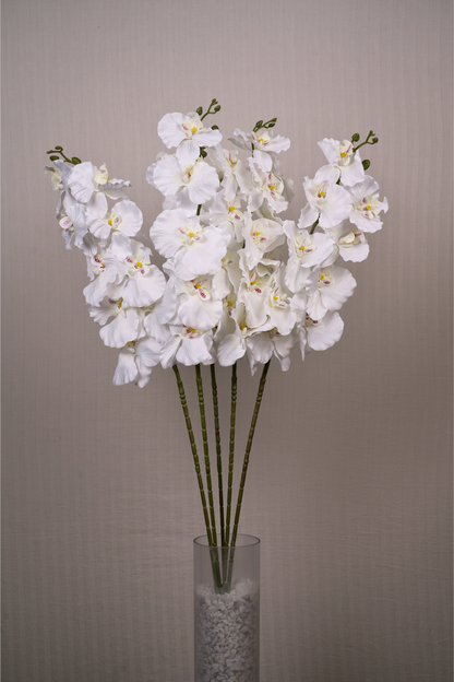 Faux Phalaenopsis Butterfly Orchid Flower Stem - White