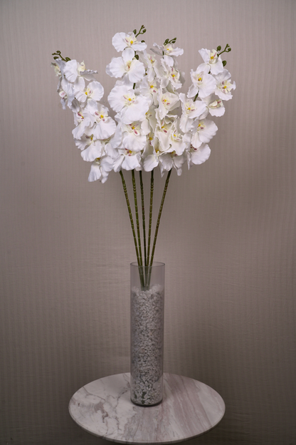 Faux Phalaenopsis Butterfly Orchid Flower Stem - White