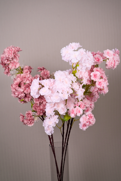 Faux Cherry Blossom Sakura Flower Stem - White