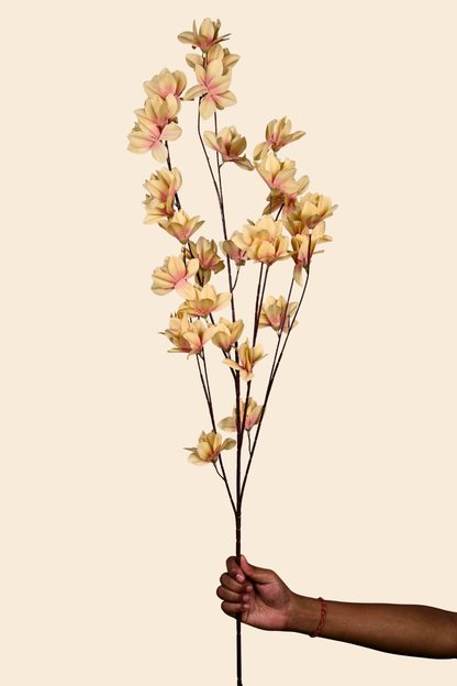 Faux Magnolia Spray Yulan Flower Stem - Yellow