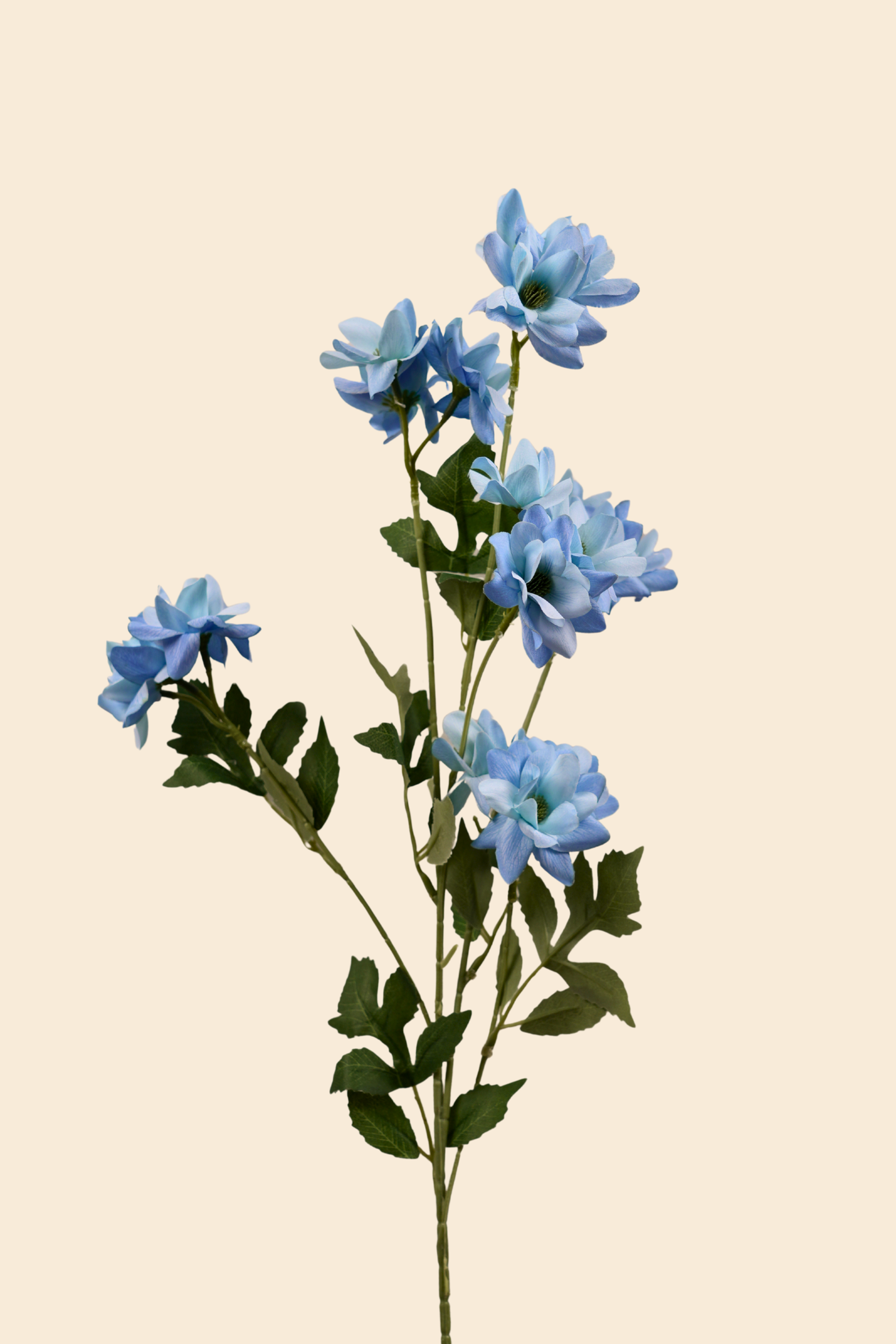 Faux Chrysanthemum Blooms Radiant Flower Stem - Blue