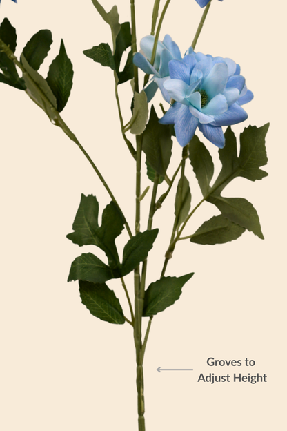 Faux Chrysanthemum Blooms Radiant Flower Stem - Blue