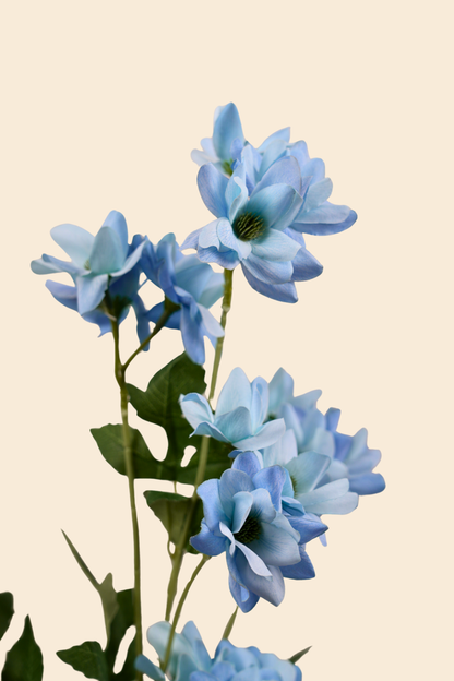 Faux Chrysanthemum Blooms Radiant Flower Stem - Blue