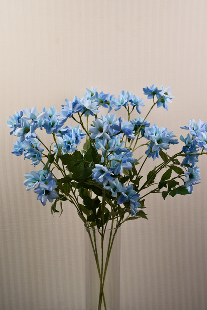 Faux Chrysanthemum Blooms Radiant Flower Stem - Blue