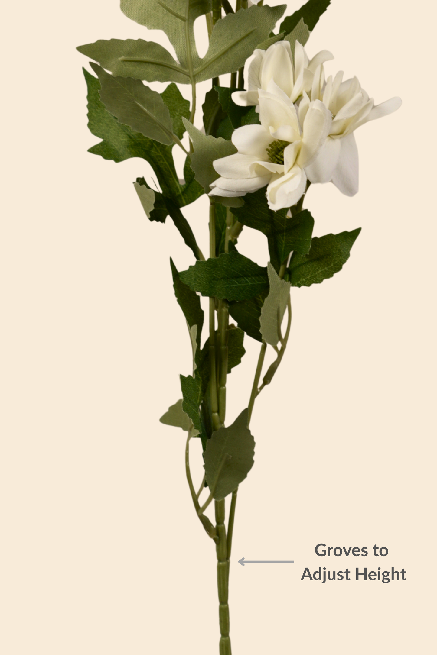 Faux Chrysanthemum Blooms Radiant Flower Stem - Cream