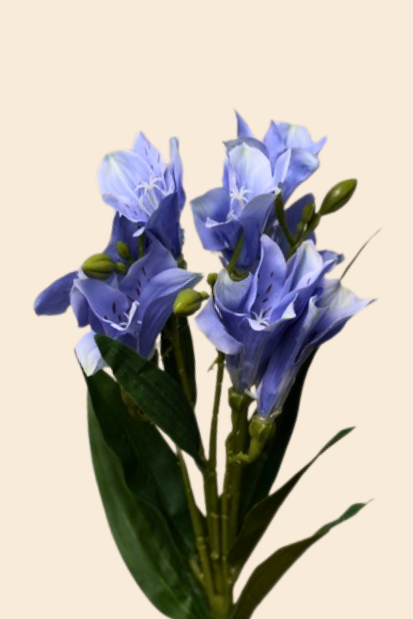 Faux Alstroemeria Peruvian Lily Blooming Flower Stem - Blue