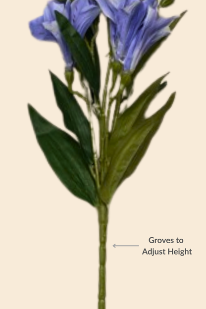 Faux Alstroemeria Peruvian Lily Blooming Flower Stem - Blue