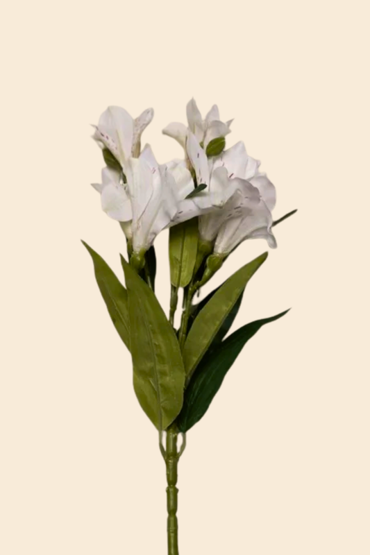Faux Alstroemeria Peruvian Lily Blooming Flower Stem - Cream