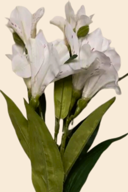 Faux Alstroemeria Peruvian Lily Blooming Flower Stem - Cream