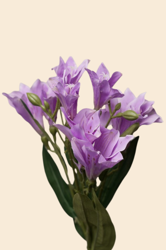 Faux Alstroemeria Peruvian Lily Blooming Flower Stem - Lavender