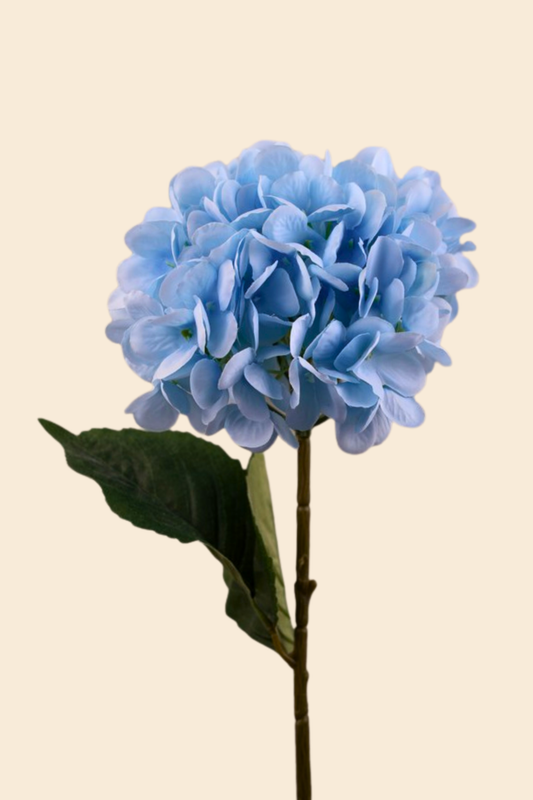 Faux Single Large Hydrangea Classic Flower Stem - Blue