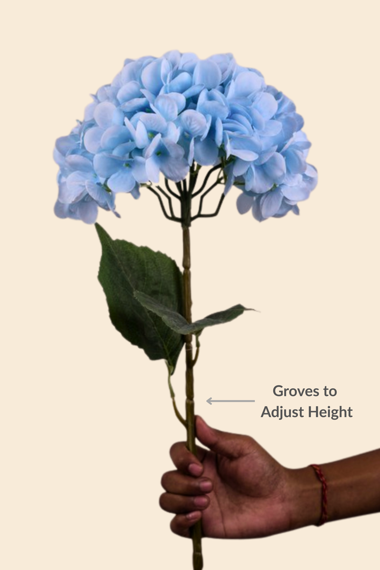 Faux Single Large Hydrangea Classic Flower Stem - Blue