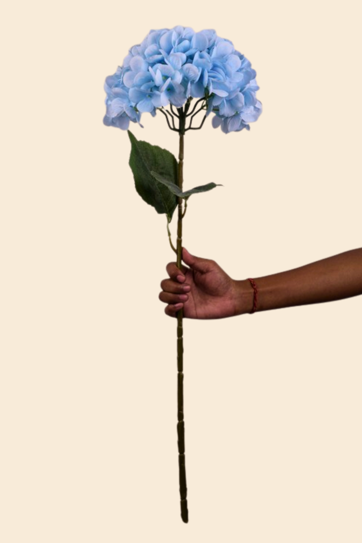 Faux Single Large Hydrangea Classic Flower Stem - Blue